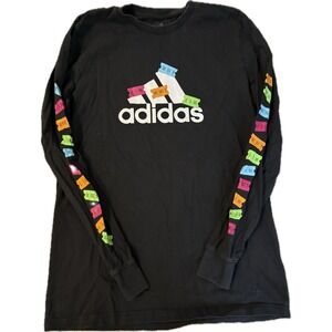 Adidas Men's Black Long Sleeve‎ Graphic T-Shirt "Nutrition Facts" Colorful - Med